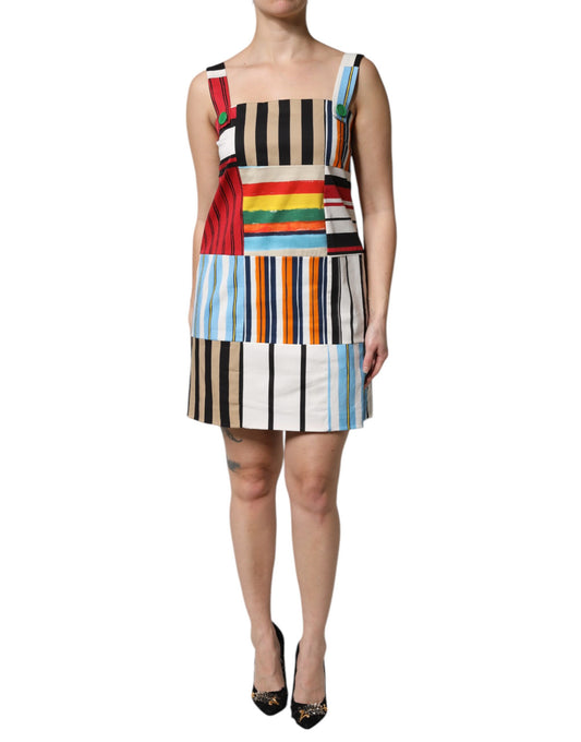 Abito senza maniche a righe in cotone multicolore Dolce & Gabbana