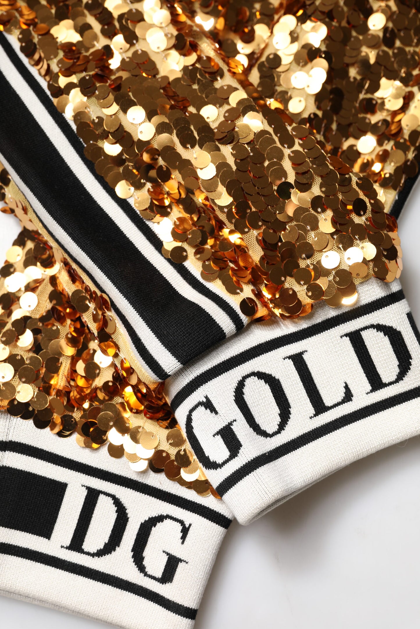 Pantaloni da jogging con paillettes e logo DG in oro metallizzato Dolce & Gabbana