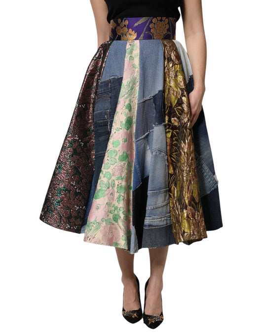 Gonna midi a vita alta con patchwork multicolore Dolce & Gabbana