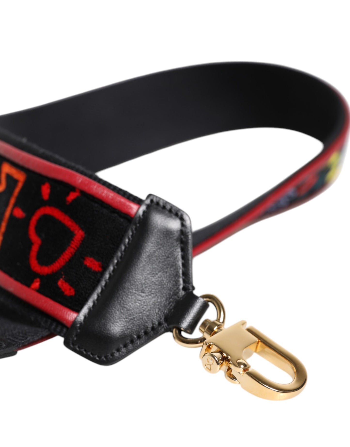 Borsa a tracolla stampata in cotone nero Dolce & Gabbana