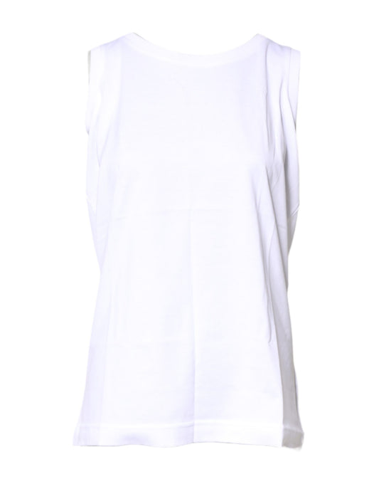 T-shirt girocollo senza maniche in cotone bianco Dolce & Gabbana