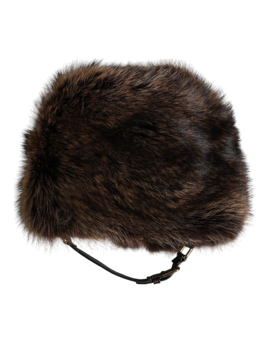 Cappello da pescatore in pelliccia marrone Dolce & Gabbana da donna