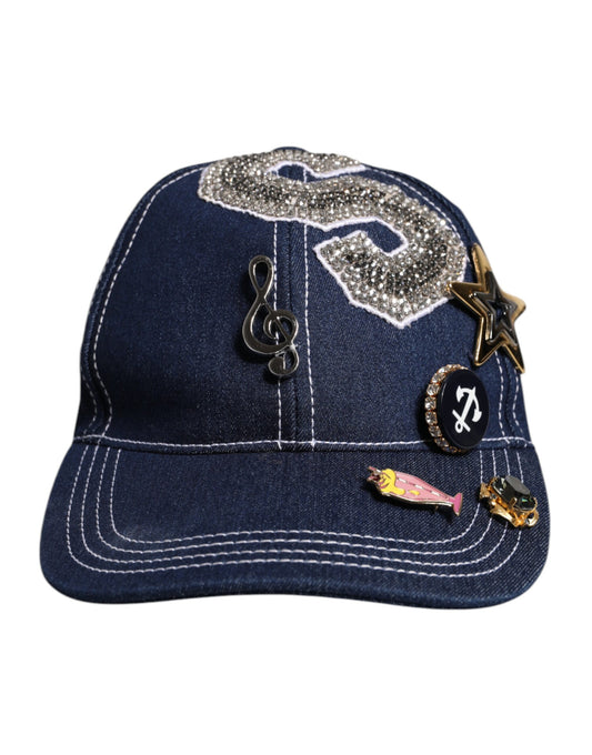 Cappellino da baseball con cristalli blu Dolce & Gabbana
