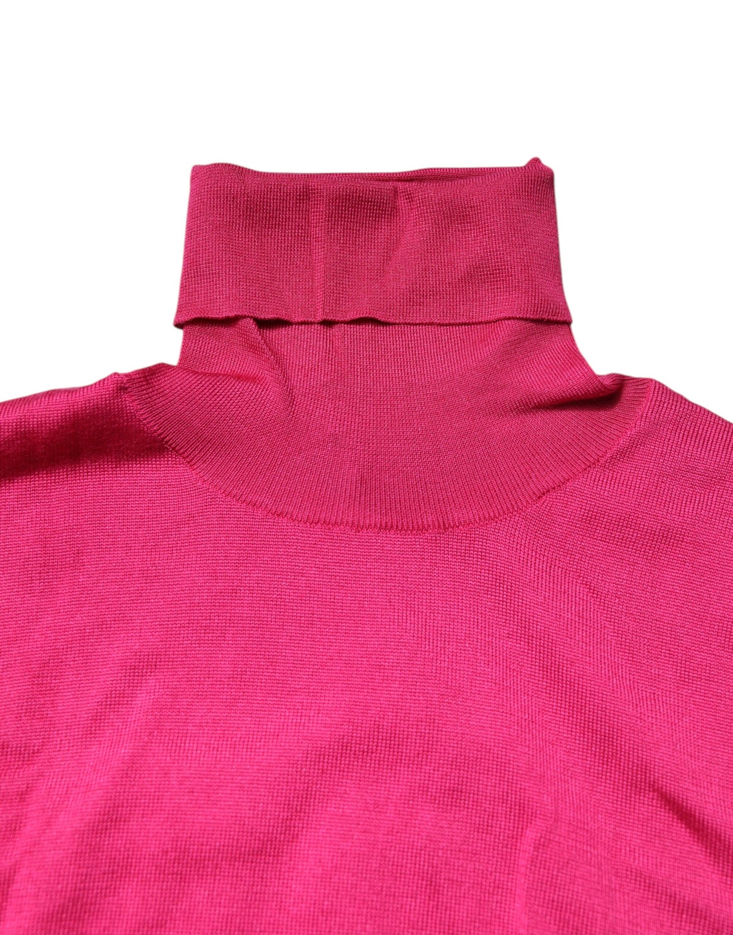 Dolce & Gabbana Top corto in maglia di seta rosa con collo alto
