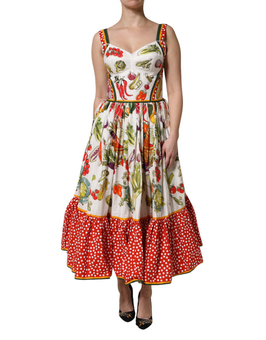Dolce & Gabbana Abito senza maniche a trapezio con verdure bianche
