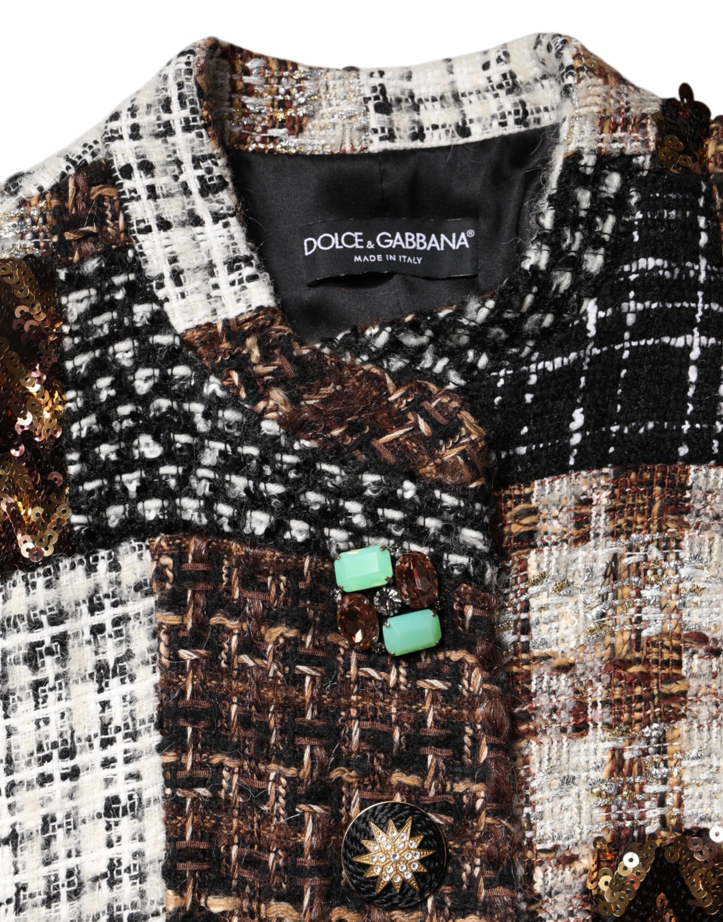 Giacca abbottonata multicolore patchwork Dolce & Gabbana