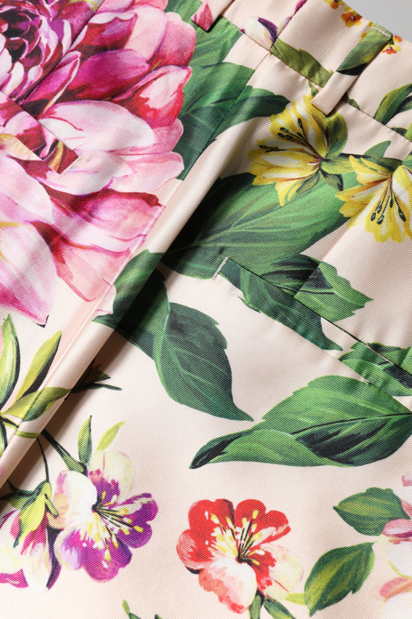 Pantaloni dritti a vita alta con stampa floreale multicolore Dolce & Gabbana