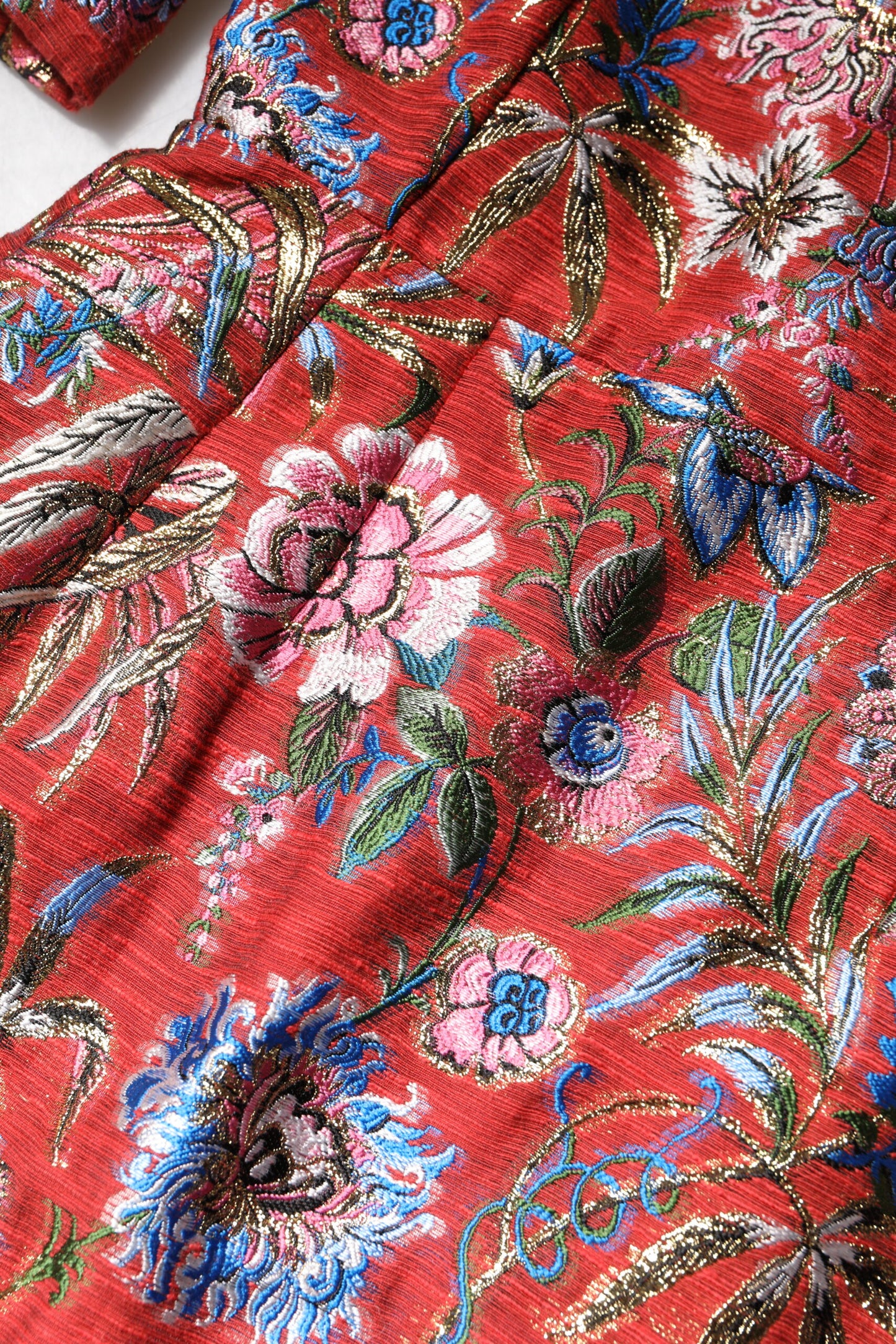 Mini abito a trapezio in jacquard floreale rosso Dolce & Gabbana