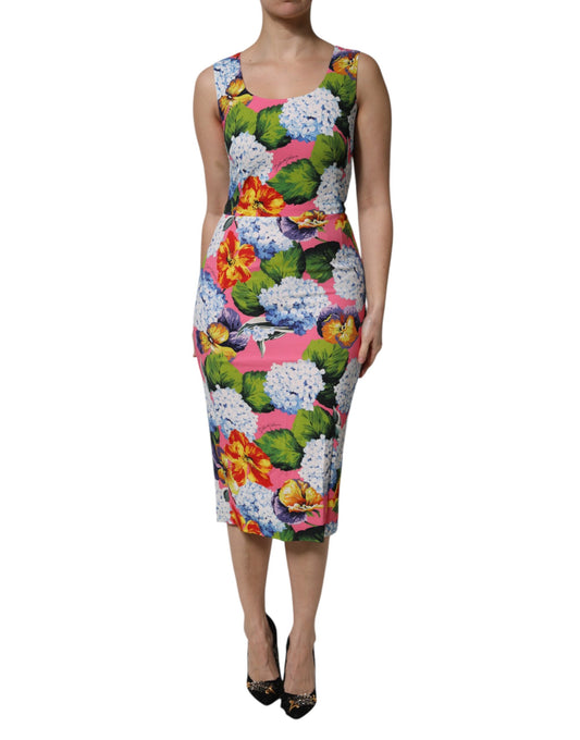 Abito tubino senza maniche con stampa floreale multicolore Dolce & Gabbana