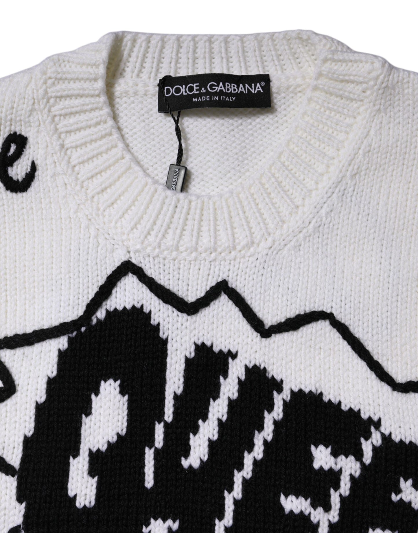 Dolce & Gabbana Maglione girocollo in maglia di lana bianca