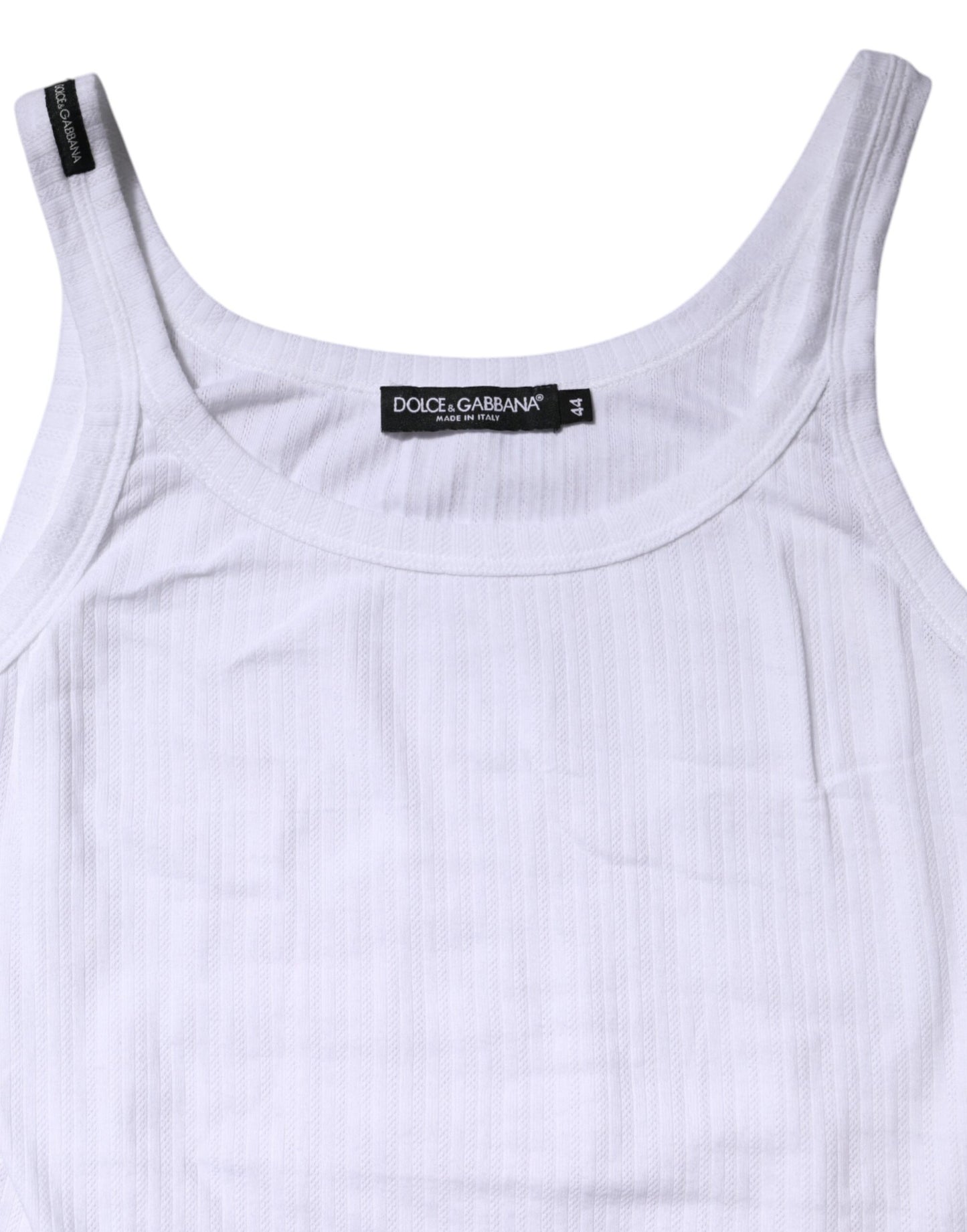 Canotta senza maniche con scollo rotondo in cotone bianco Dolce & Gabbana
