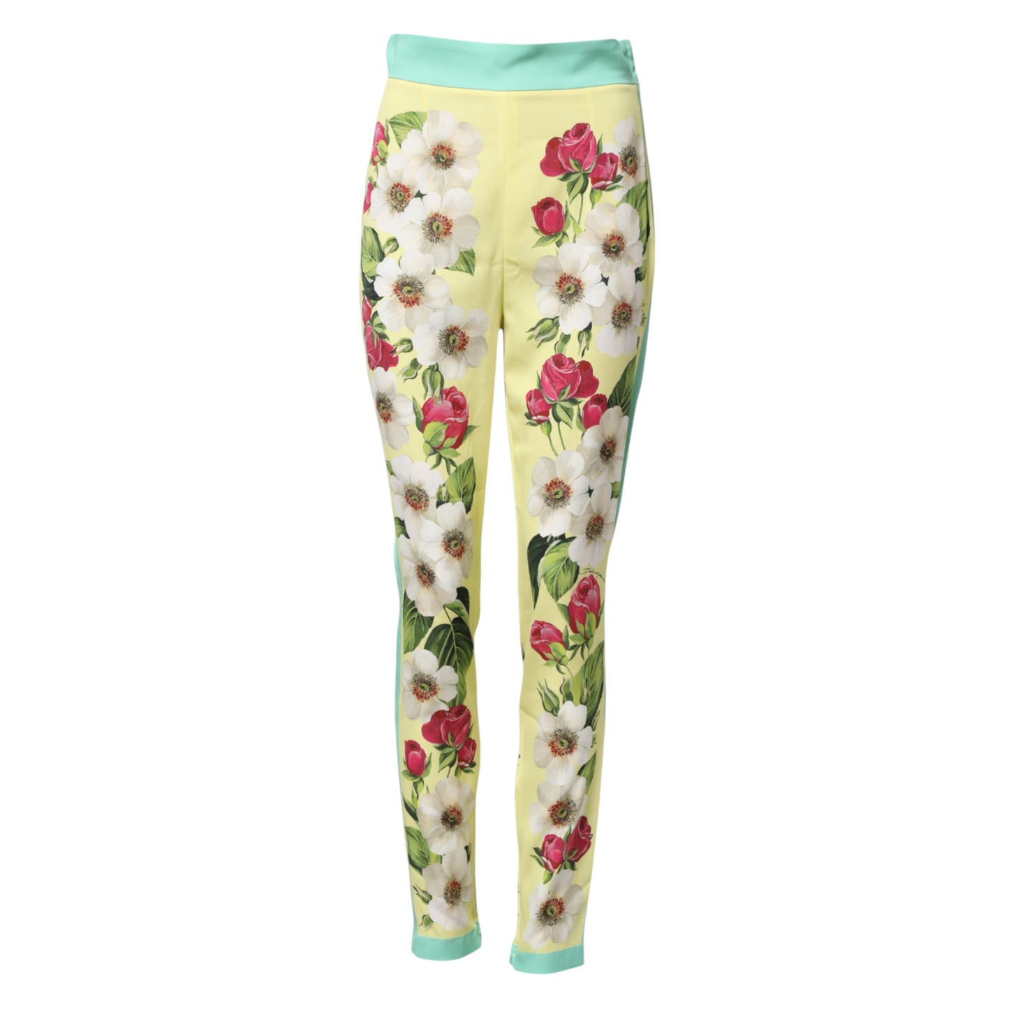 Leggings in seta gialla con stampa floreale Dolce & Gabbana