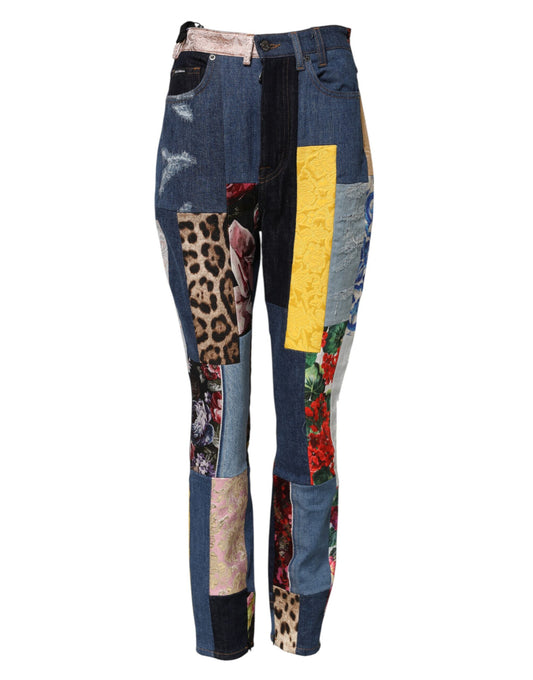 Jeans skinny in denim patchwork multicolore Dolce & Gabbana