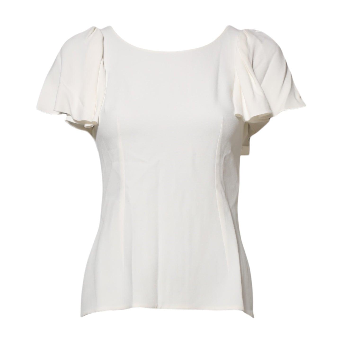 Dolce & Gabbana Top camicetta bianca a maniche corte con scollo rotondo