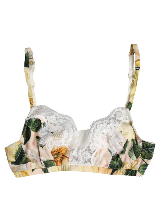 Reggiseno intimo senza ferretto con stampa floreale multicolore Dolce & Gabbana