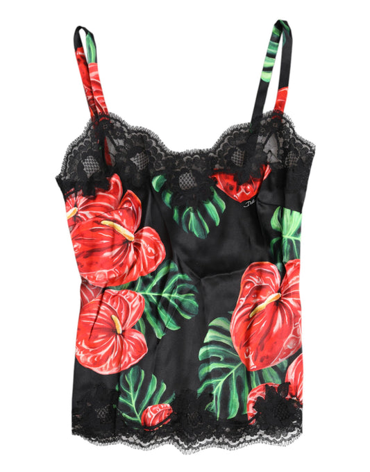 Dolce & Gabbana Canotta in seta floreale multicolore Lingerie Intimo