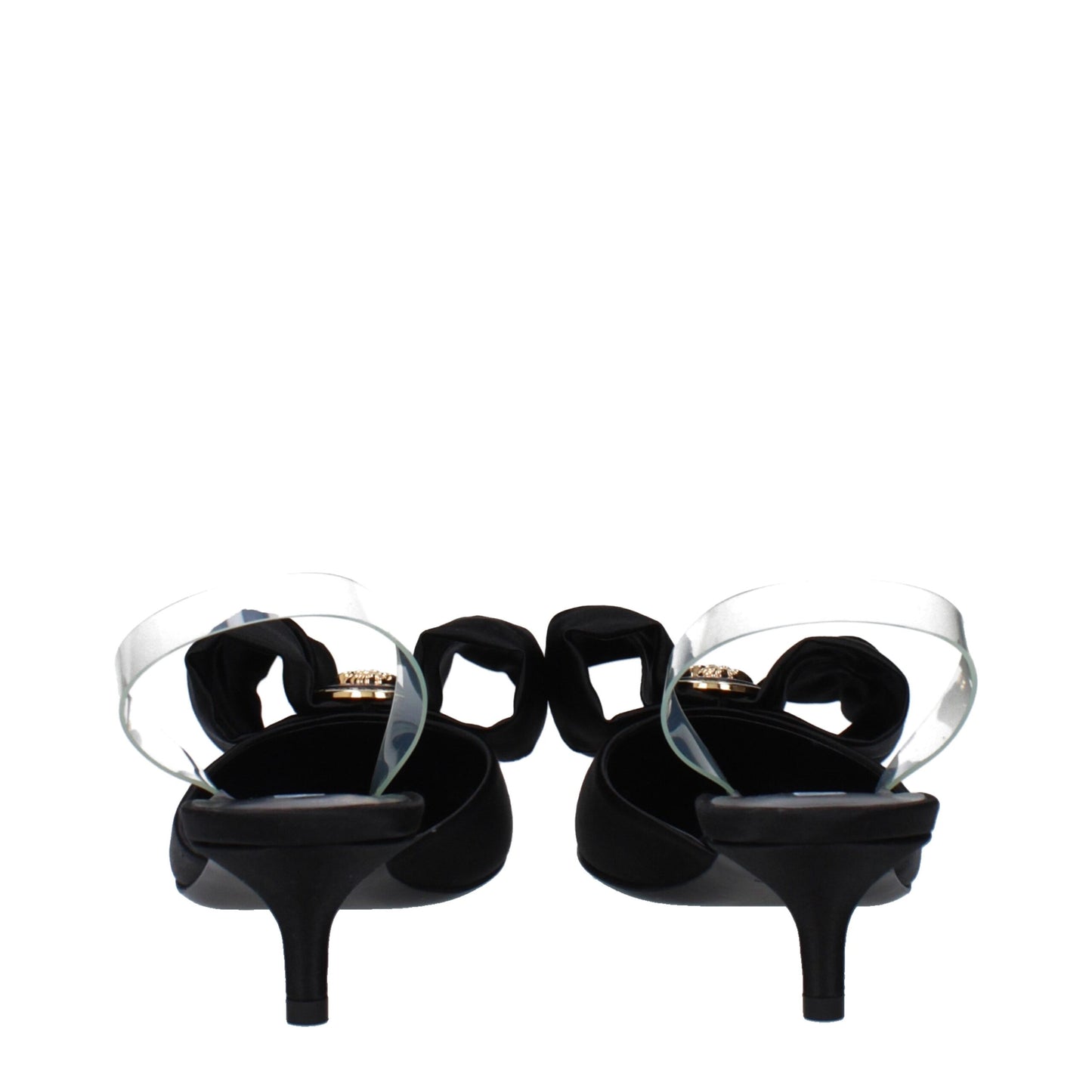 Versace Black Satin Flat Sandals