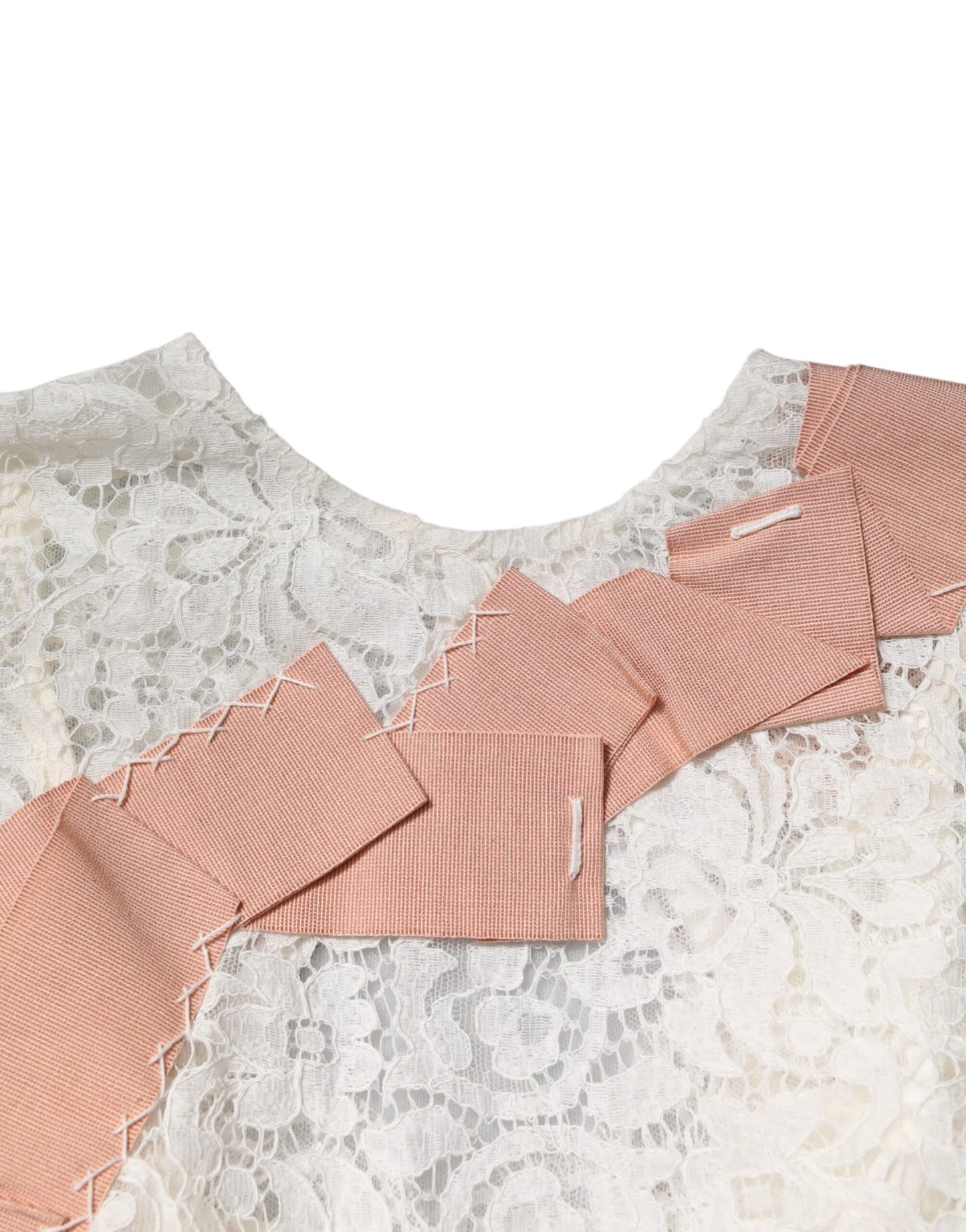 Dolce & Gabbana Top camicetta a maniche corte in pizzo floreale bianco