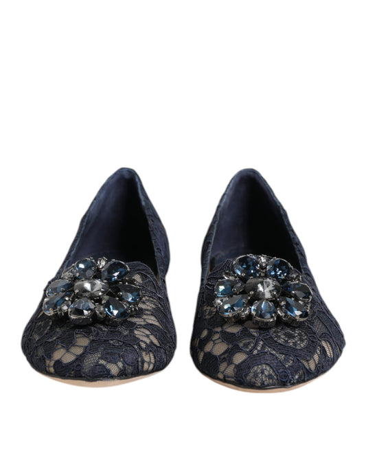 Dolce & Gabbana Scarpe basse con cristalli in pizzo Taormina blu
