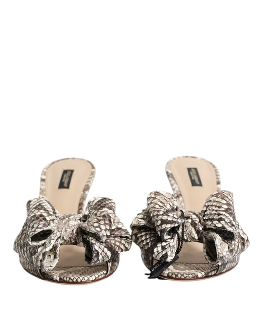 Dolce & Gabbana Mules Peep Toe in Pelle con Fiocco Multicolor Keira