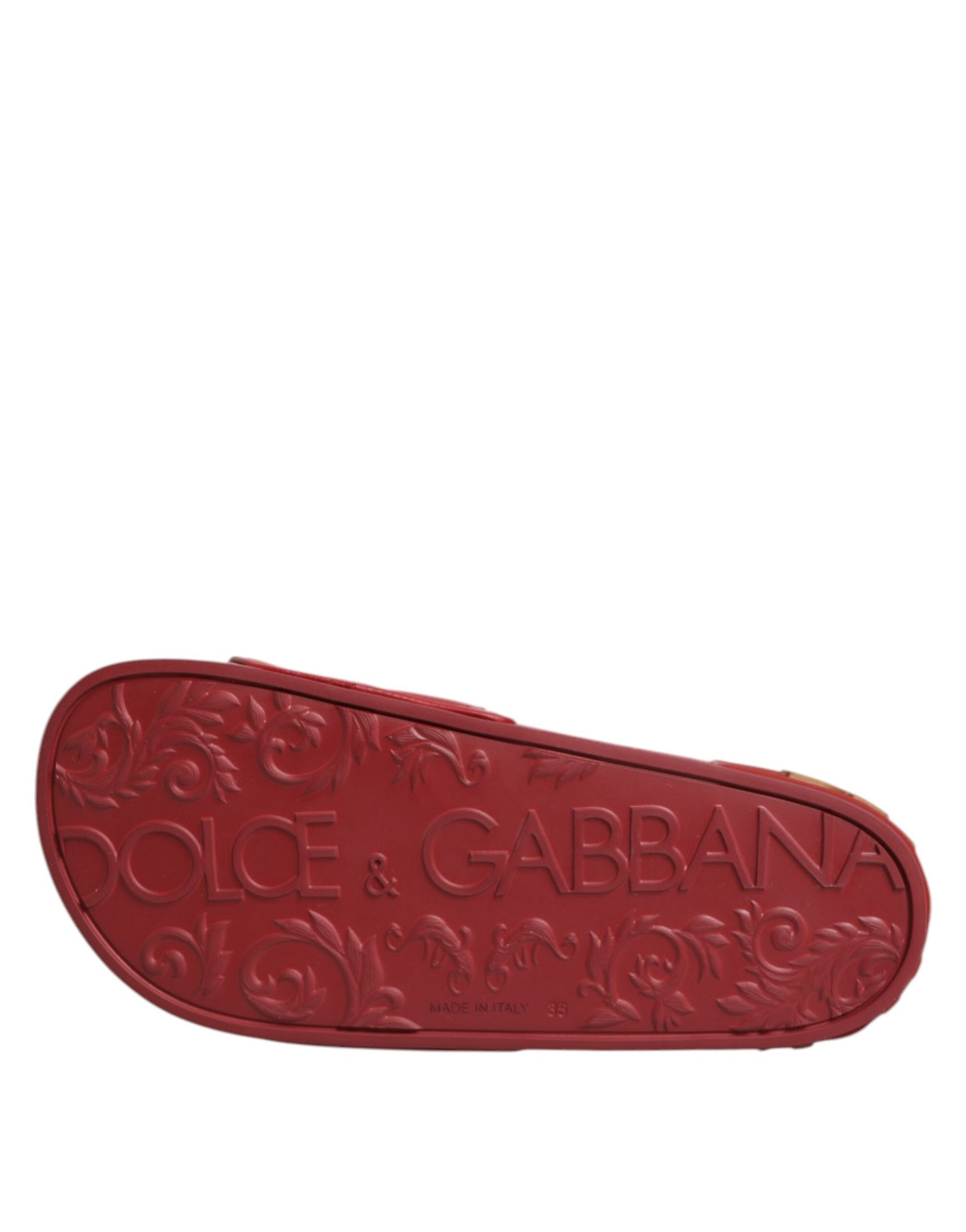 Dolce & Gabbana Scarpe con diapositive in pelle matelassé Devotion rosse
