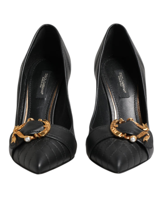 Scarpe con tacco in pelle nera Devotion di Dolce & Gabbana