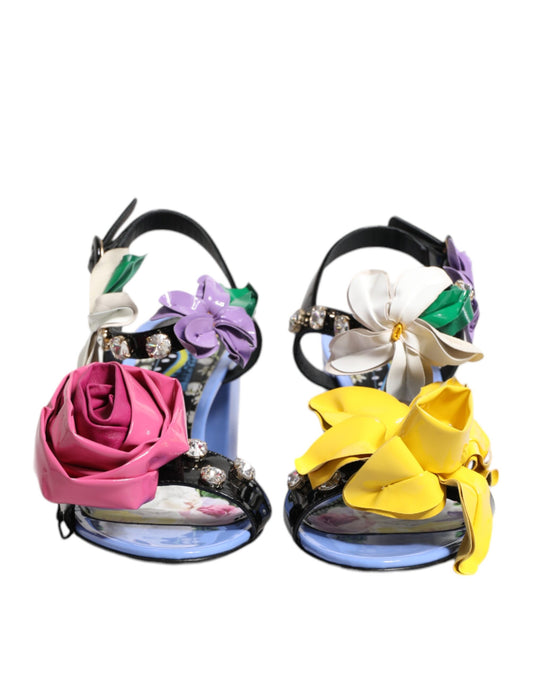 Sandali Dolce & Gabbana KEIRA con cristalli floreali multicolori