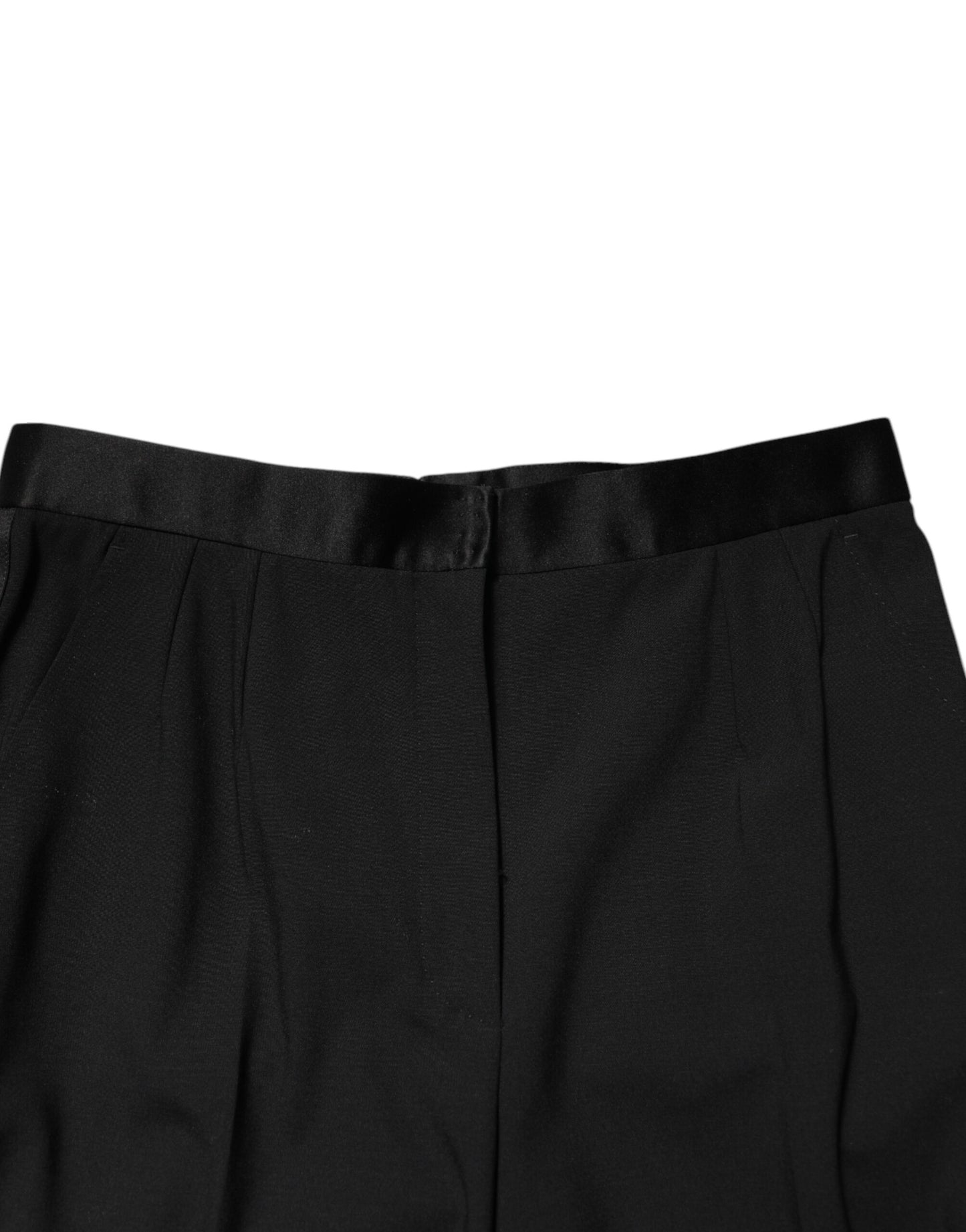 Pantaloni affusolati a vita alta in lana nera Dolce & Gabbana