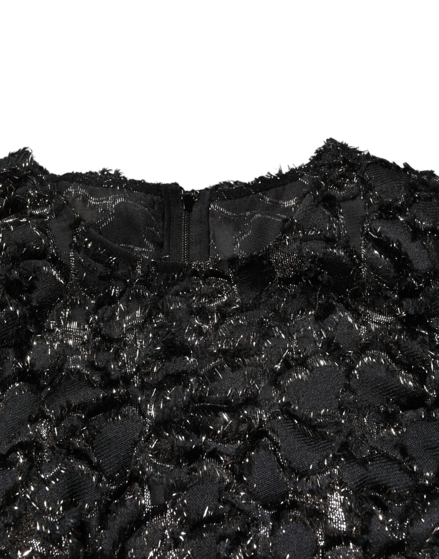 Abito tubino in tweed bouclé con paillettes nere Dolce & Gabbana
