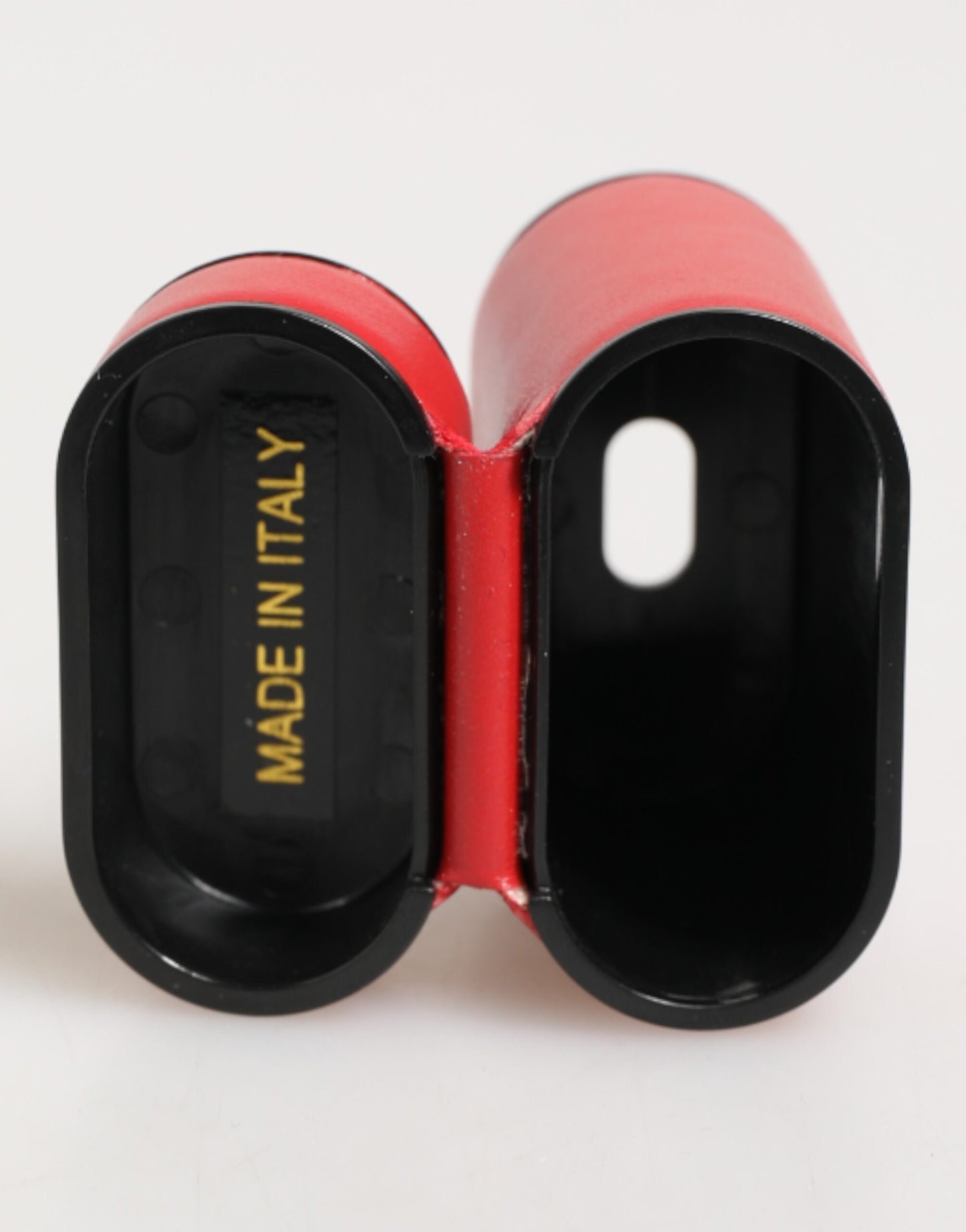 Custodia a libro per Airpods Dolce & Gabbana in pelle di vitello rossa e bianca con logo