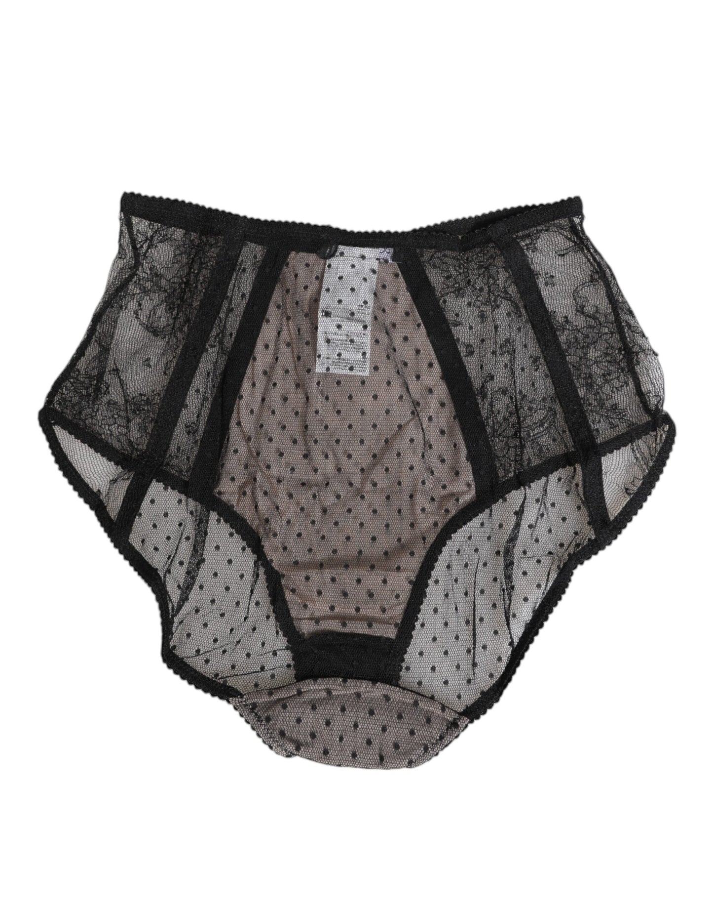 Dolce & Gabbana Intimo a vita alta in pizzo a pois nero trasparente