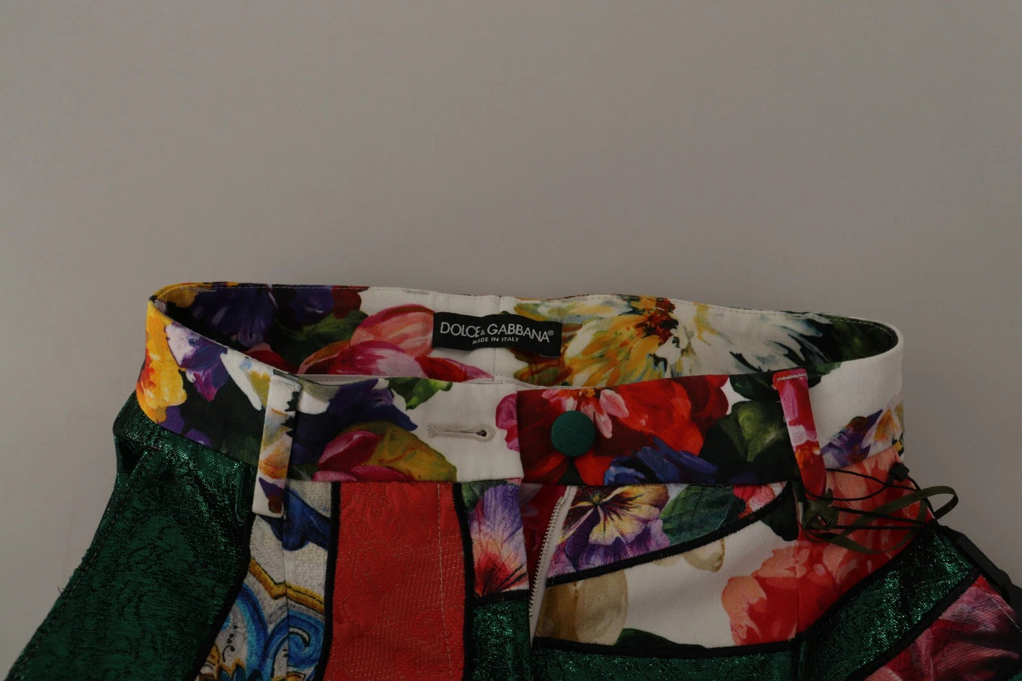 Pantaloni a vita alta in jacquard patchwork multicolore Dolce & Gabbana