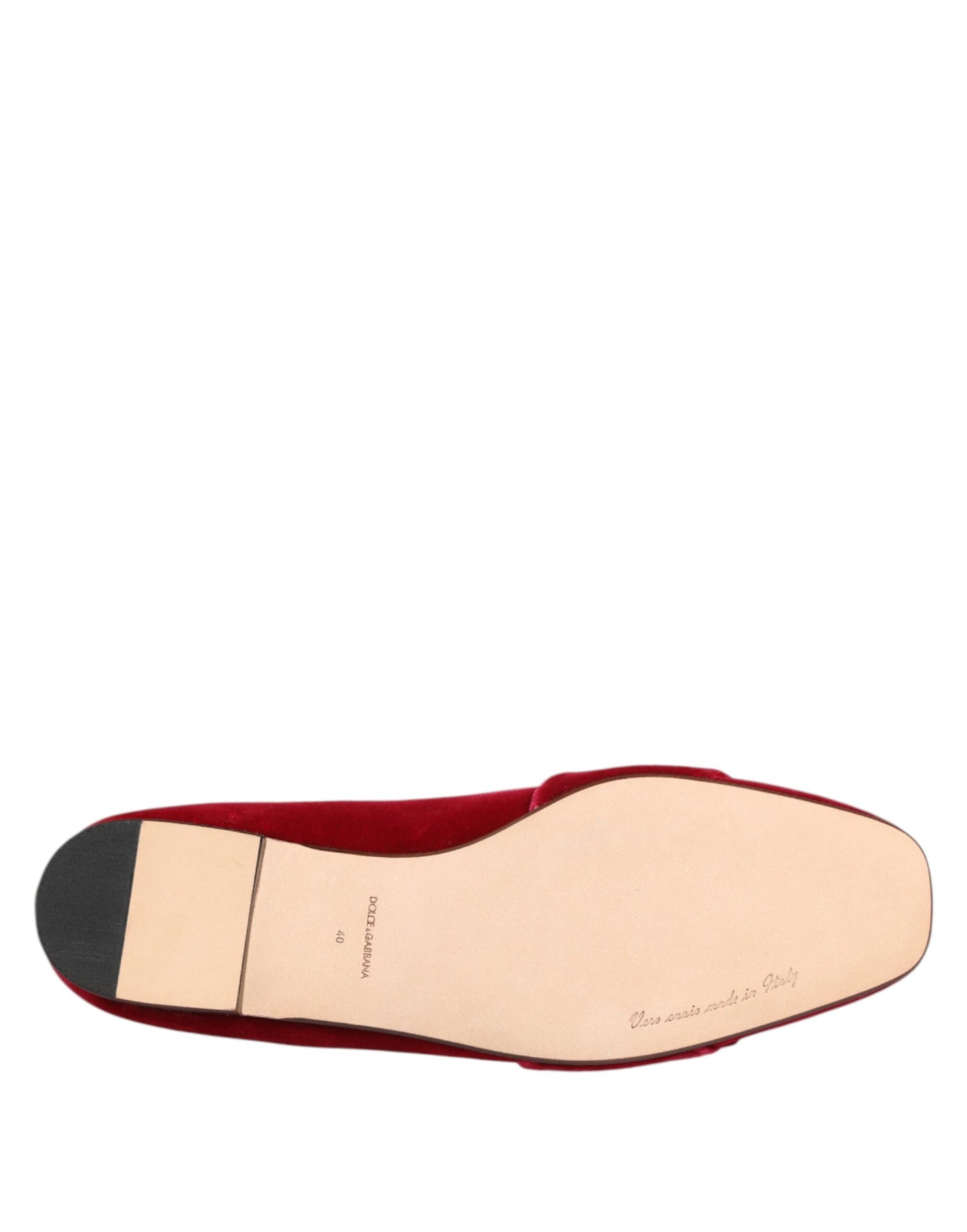 Mocassini con fibbia in cristallo in velluto rosso Dolce & Gabbana