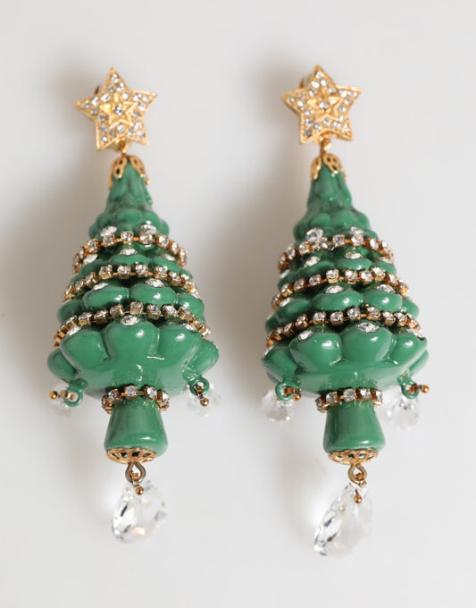 Orecchini Dolce & Gabbana in ottone dorato multicolore con albero di Natale