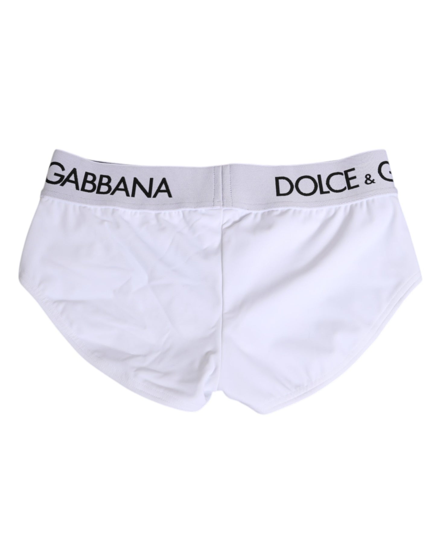Dolce & Gabbana Pantaloncini Intimo con Cintura in Nylon Bianco con Logo
