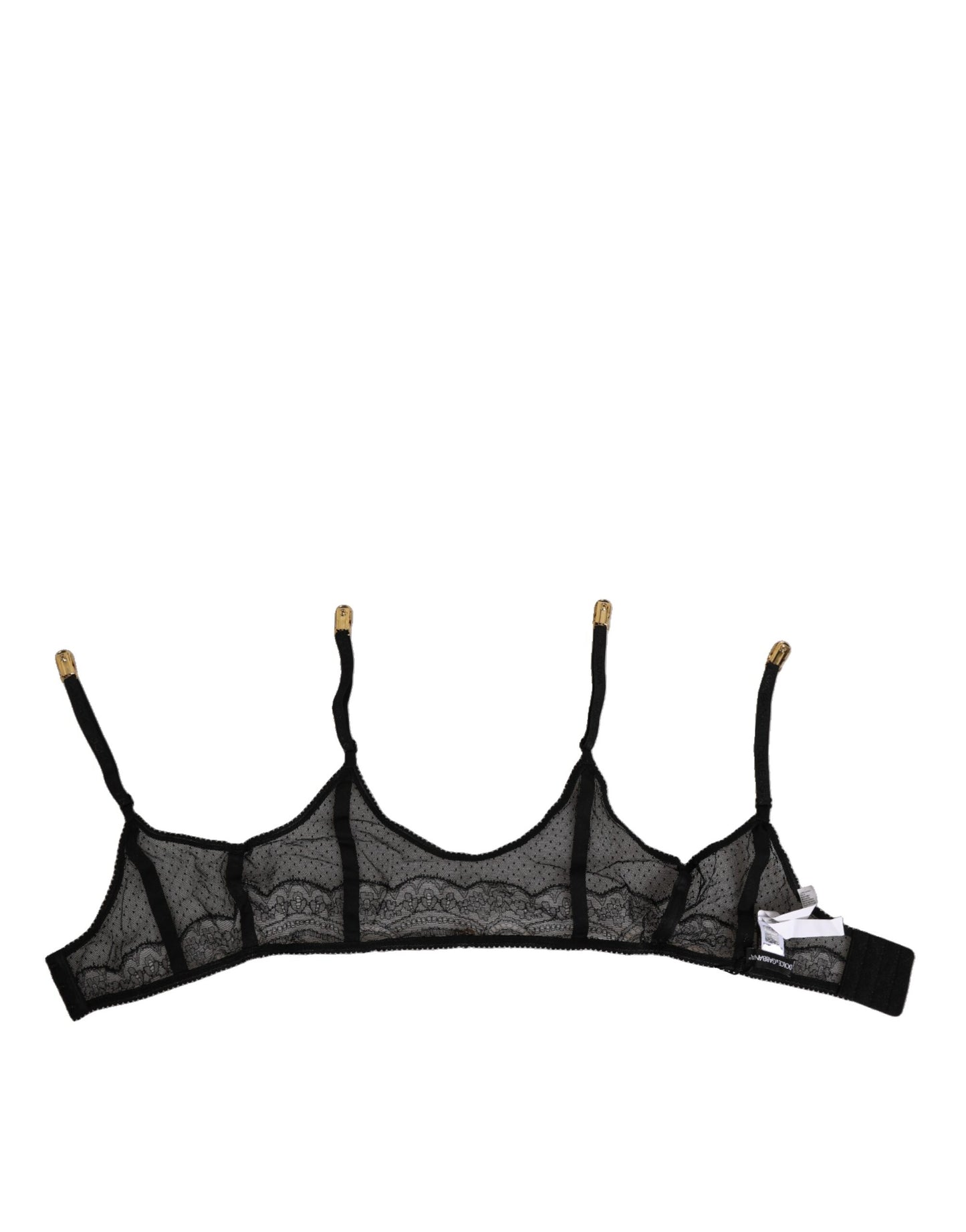 Dolce & Gabbana - Reggicalze in nylon con cinturino in pizzo floreale nero