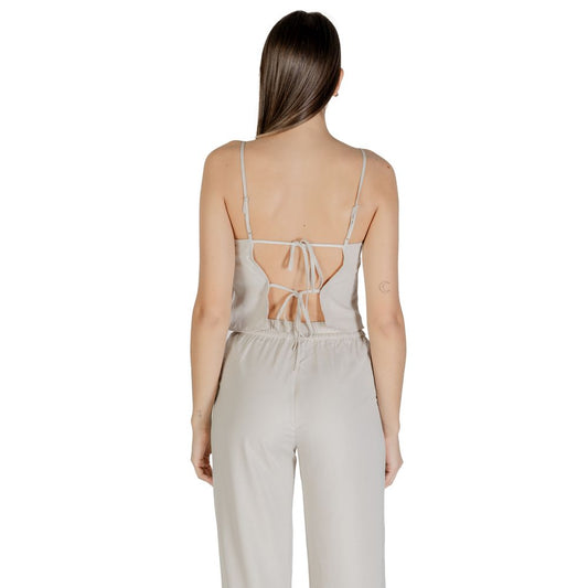 Solo top in poliestere riciclato beige