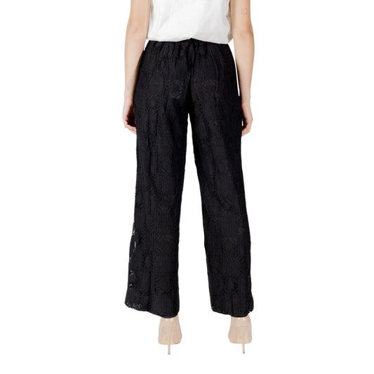 Pantaloni casual in cotone nero Vila Clothes