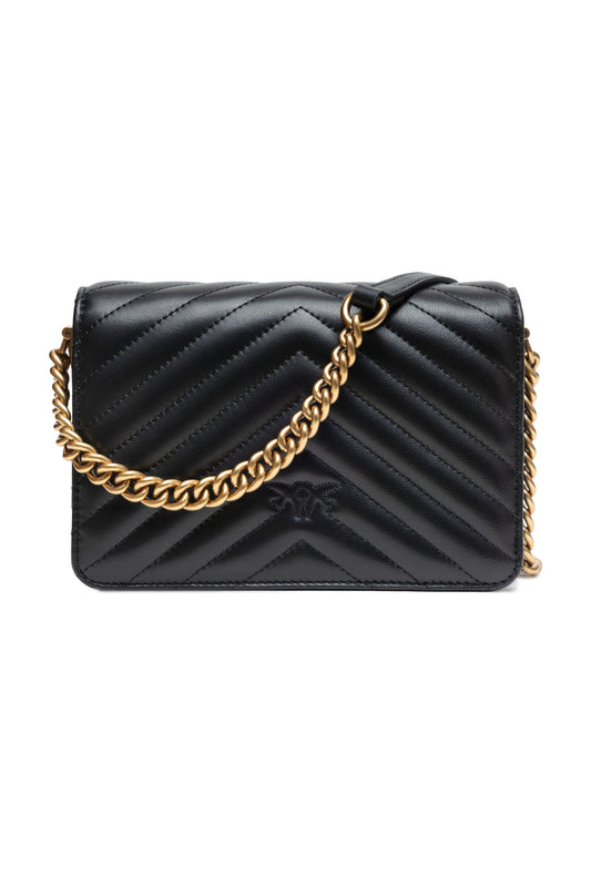 Borsa a tracolla mini Love Click in pelle nera PINKO