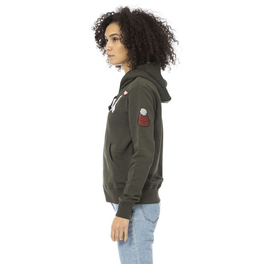 Felpa con cappuccio da donna in cotone verde Mr&Mrs Italy