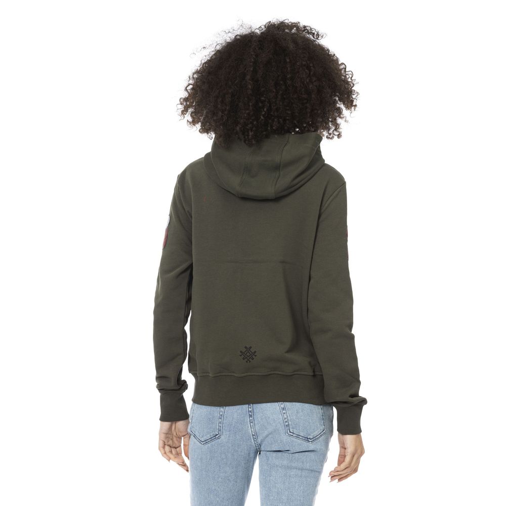 Felpa con cappuccio da donna in cotone verde Mr&Mrs Italy