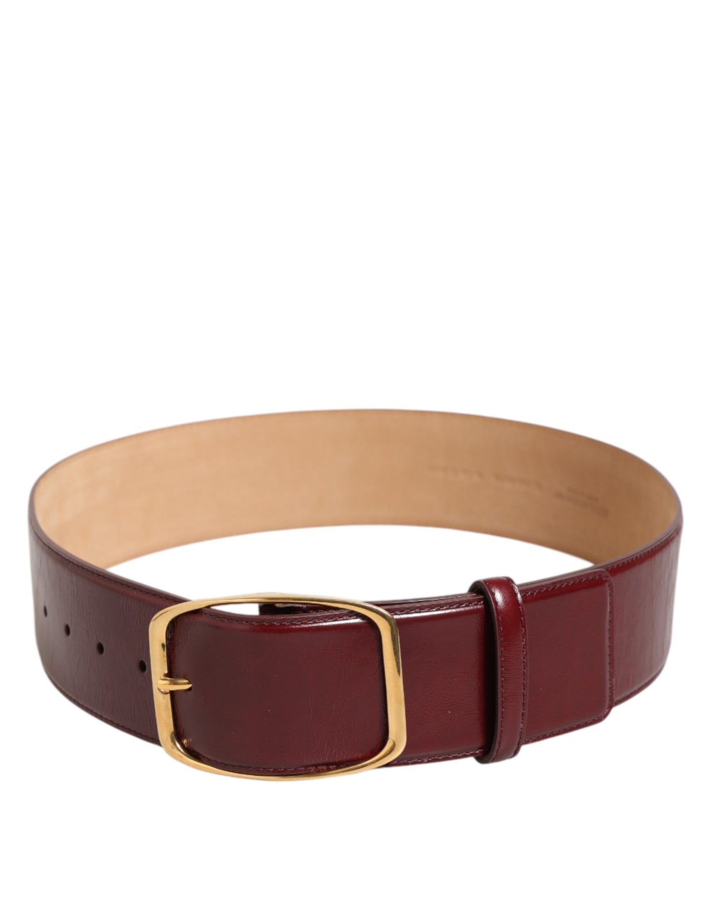 Cintura da donna Dolce & Gabbana in pelle bordeaux con fibbia in metallo dorato