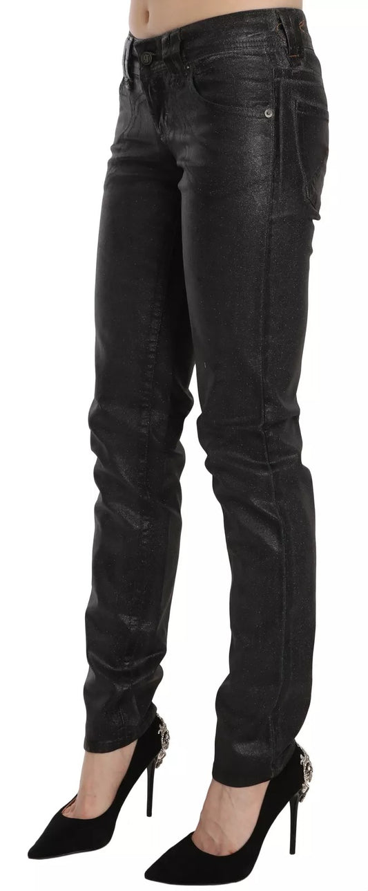 Pantaloni in denim a vita bassa e gamba regolare John Galliano neri lavati