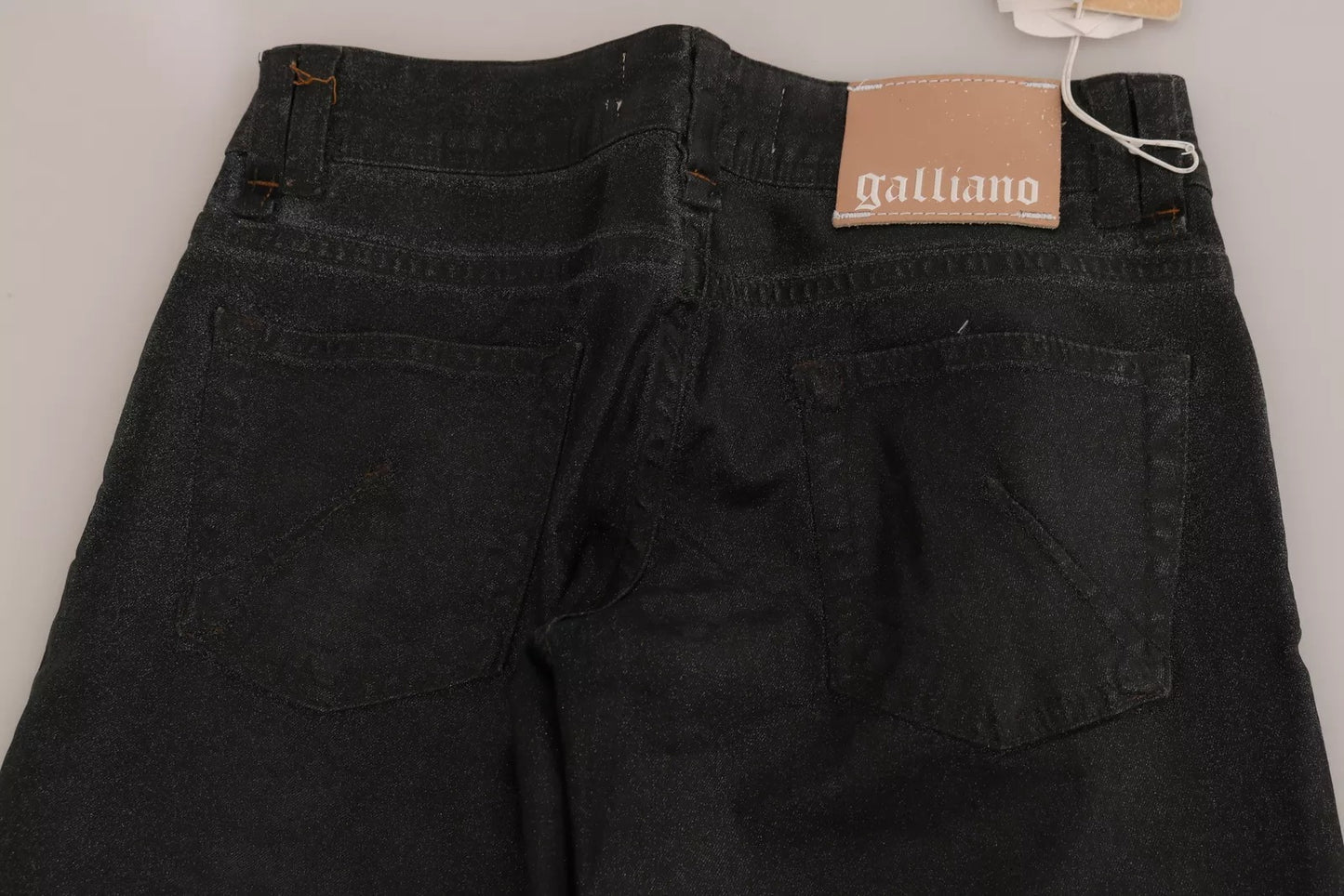 Pantaloni in denim a vita bassa e gamba regolare John Galliano neri lavati