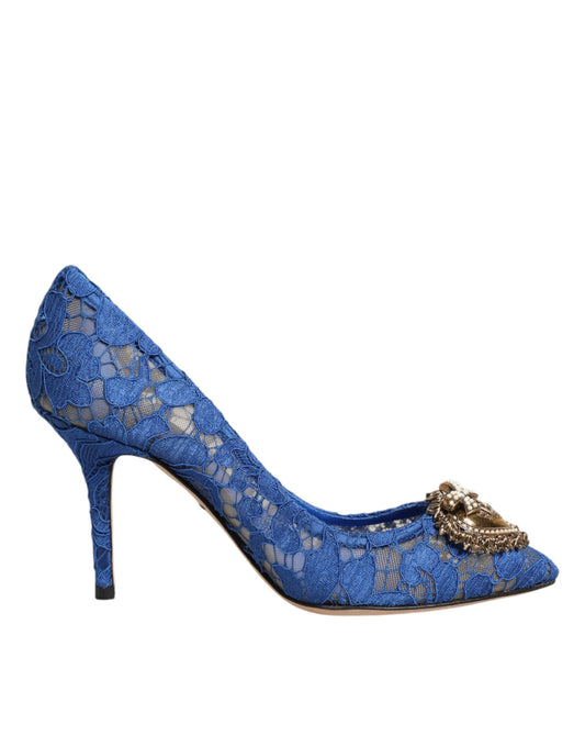 Scarpe con tacco DEVOTION in pizzo Taormina blu Dolce & Gabbana \