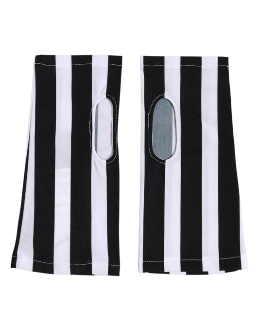 Guanti senza dita in nylon bianco e nero Dolce & Gabbana