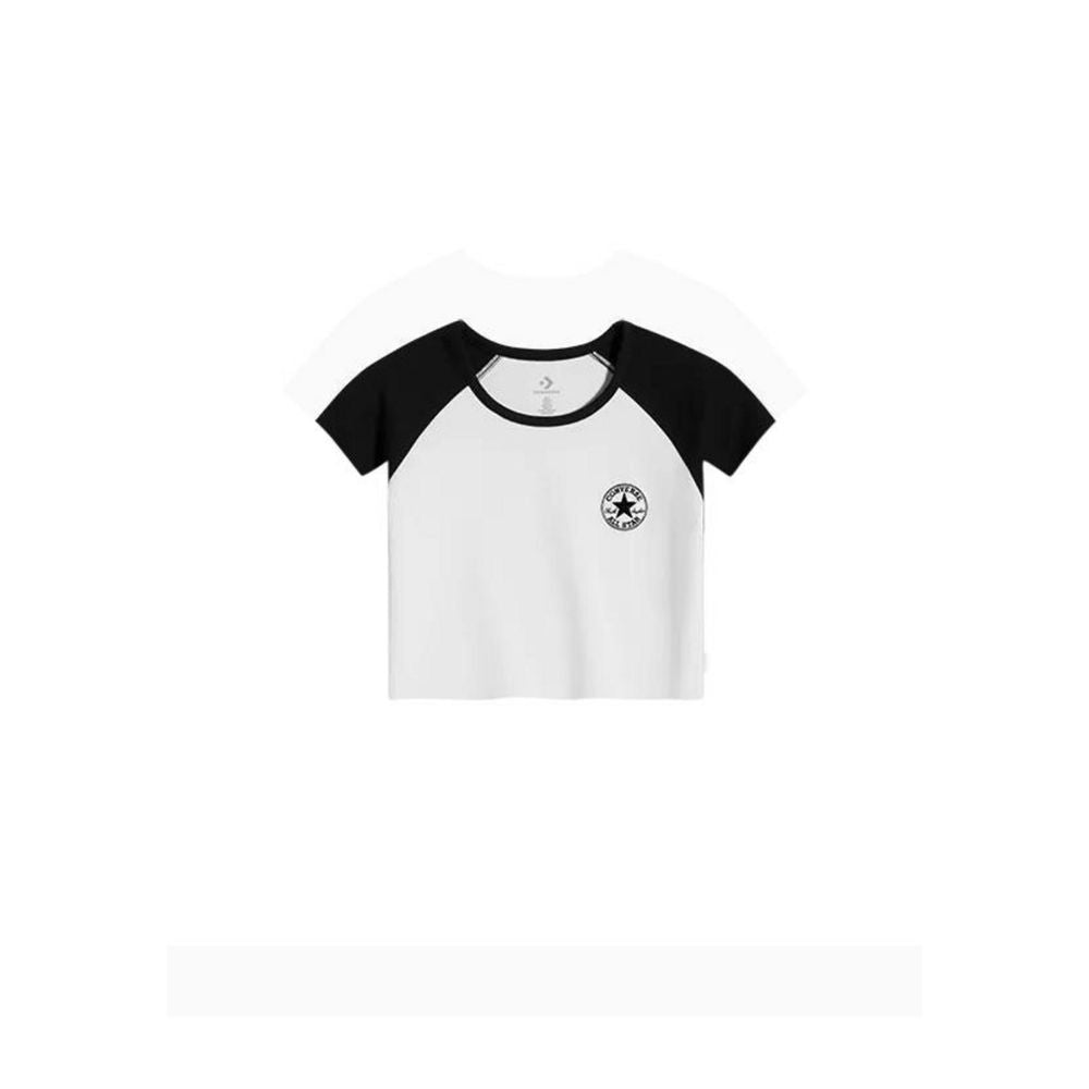 T-shirt in cotone bianco e nero Converse