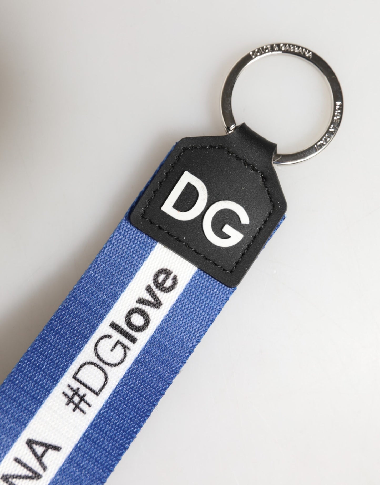 Portachiavi Dolce & Gabbana in poliestere e PVC con logo bianco e blu