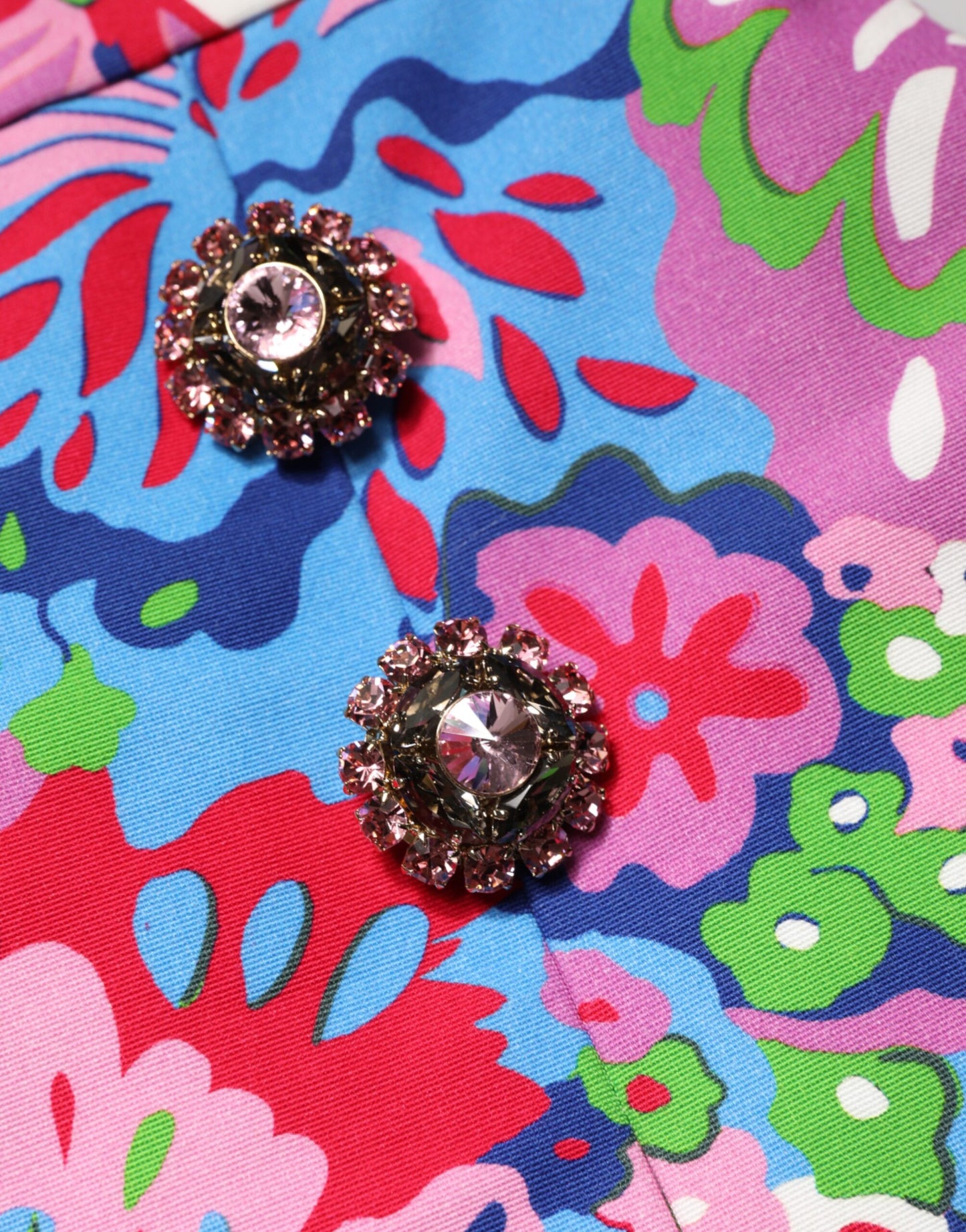 Mini shorts a vita alta con bottoni floreali multicolori Dolce & Gabbana