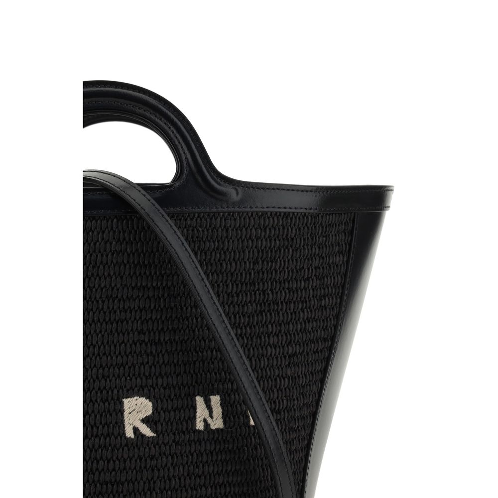 Borsa a tracolla in cotone nero Marni